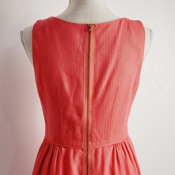 J. Crew Basketweave Orange Fit & Flare Dress Size: 4 - Picture 8 of 13